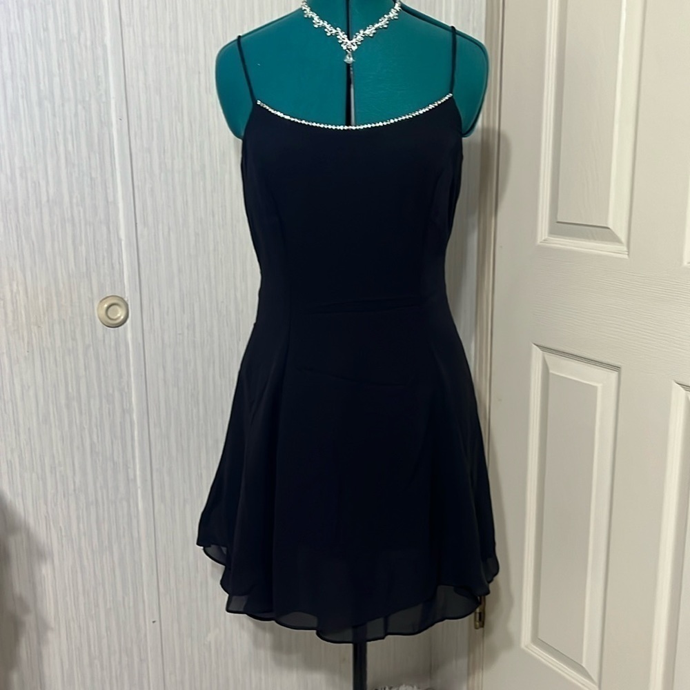 Black Spaghetti Straps Chiffon Dress